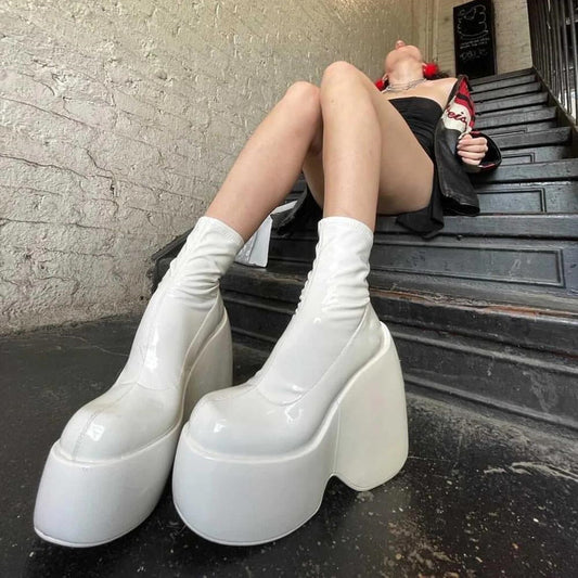 Muffin Heel Casual Side Zipper Boots - fairypeony