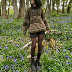 Fairygrunge Cozy Striped Downtown Sweater - fairypeony