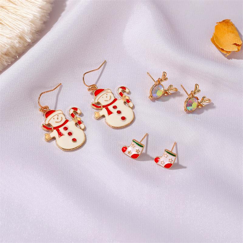 Christmas Three-Piece Santa Claus Bell Earrings, , women clothing, christmas-three-piece-santa-claus-bell-earrings, , fairypeony