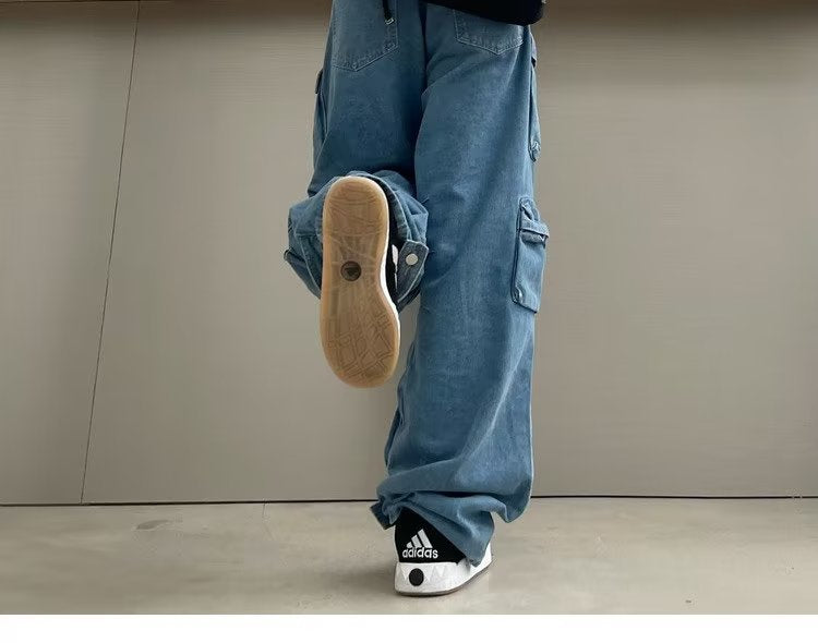 Multi Pockets Vintage Baggy Cargo Jeans - fairypeony