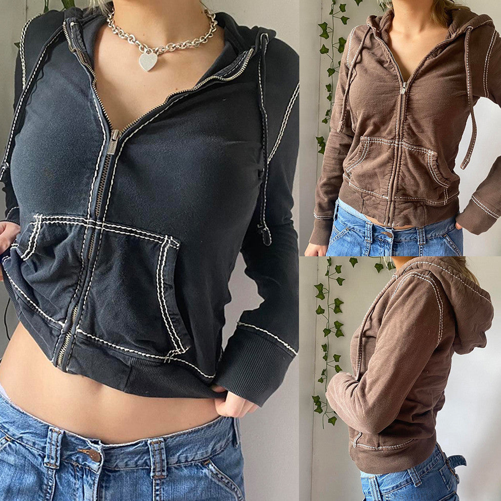 Sewing Thread Downtown Zip Up Hoodie - fairypeony