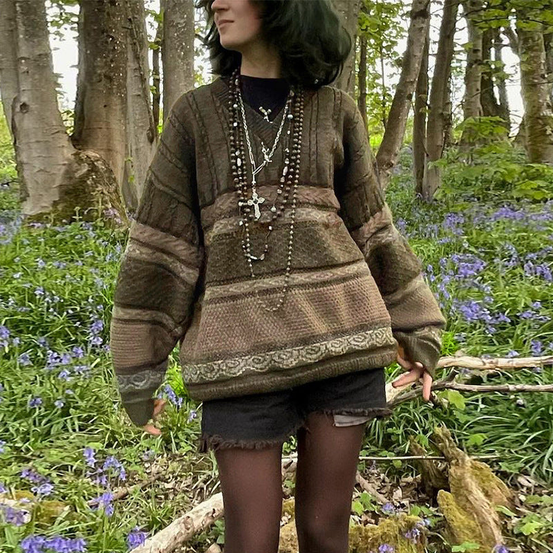 Fairygrunge Cozy Striped Downtown Sweater - fairypeony