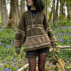 Fairygrunge Cozy Striped Downtown Sweater - fairypeony