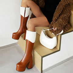 Lamb Hair Lining Boots, , women clothing, lamb-hair-lining-boots, apricot, black, brown, fairypeony