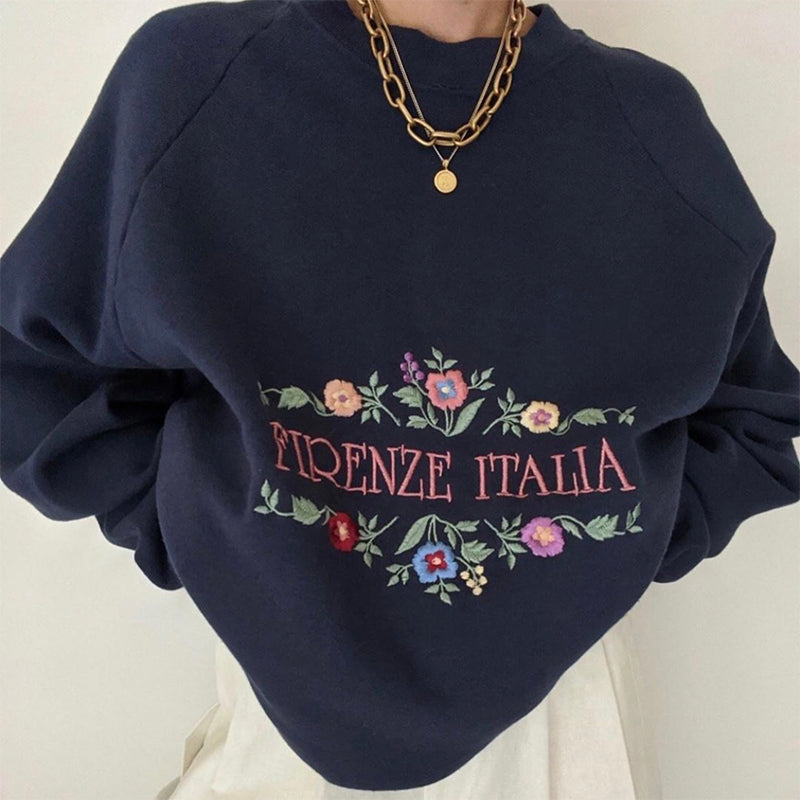 Firenze Italia Sweatshirt, , women clothing, firenze-italia-sweatshirt, blue, darkblue, L, M, S, vintage, fairypeony
