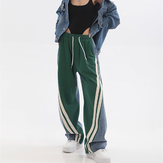 Patchwork Striped Baggy Boyfriend Jeans - fairypeony