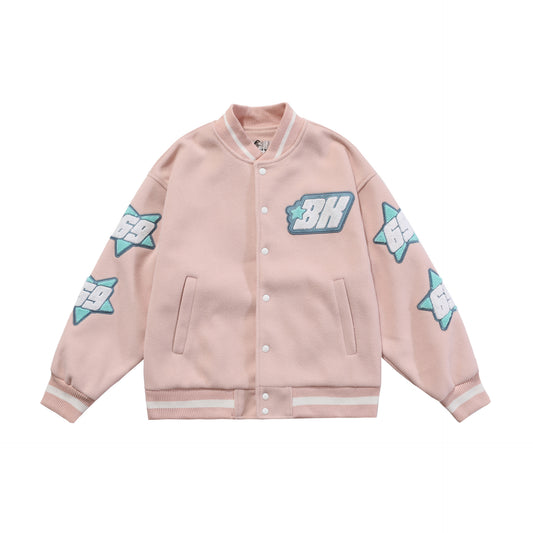 Embroidery Black Air Varsity Jacket, , women clothing, embroidery-black-air-varsity-jacket, black, green, pink, fairypeony