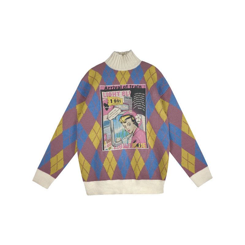 Y2K Harajuku Turtleneck Knit Oversize Warm Long Sweater, , women clothing, y2k-harajuku-turtleneck-knit-oversize-warm-long-sweater, , fairypeony