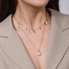 Freshwater Pearl Butterfly Multi-layer Necklace, , women clothing, freshwater-pearl-butterfly-multi-layer-necklace, , fairypeony