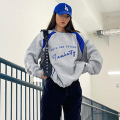 Contrast Letter Graphic Pullover Sweatshirt - fairypeony