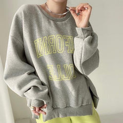 Crew Neck Letters Graphic Sweatshirt, , women clothing, crew-neck-letters-graphic-sweatshirt, , fairypeony