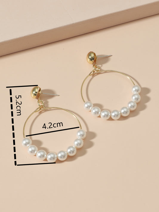 Elegant White Pearls Round Hoop Earrings, , women clothing, elegant-white-pearls-round-hoop-earrings, , fairypeony