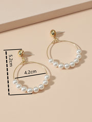 Elegant White Pearls Round Hoop Earrings, , women clothing, elegant-white-pearls-round-hoop-earrings, , fairypeony