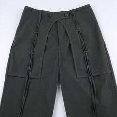 Patchwork Baggy Parachute Cargo Pants - fairypeony