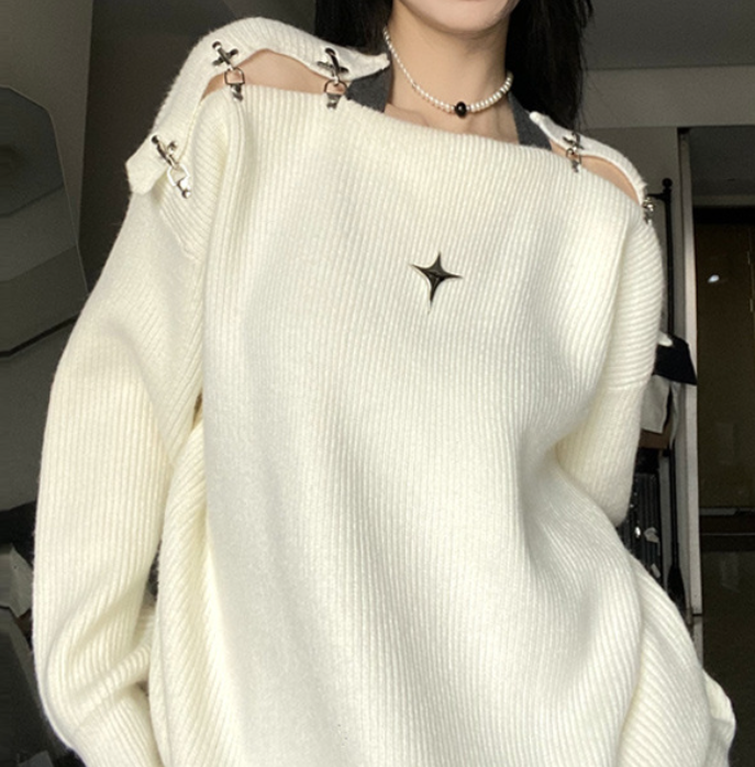 Fairy Off Shoulder Sweater, fairypeony, women clothing, fairy-off-shoulder-sweater, , fairypeony