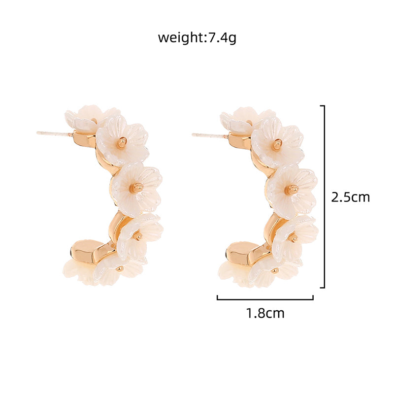 Resin White Flower Type C Stud Fashion, , women clothing, resin-white-flower-type-c-stud-fashion, , fairypeony
