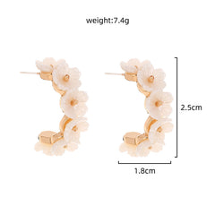 Resin White Flower Type C Stud Fashion, , women clothing, resin-white-flower-type-c-stud-fashion, , fairypeony