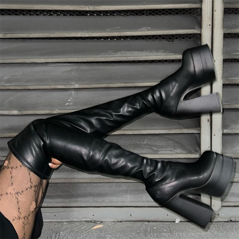 Platform Banquet Over Knee Boots, , women clothing, platform-banquet-over-knee-boots, , fairypeony