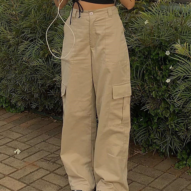 Pocket Patched Straight Cargo Jeans - fairypeony