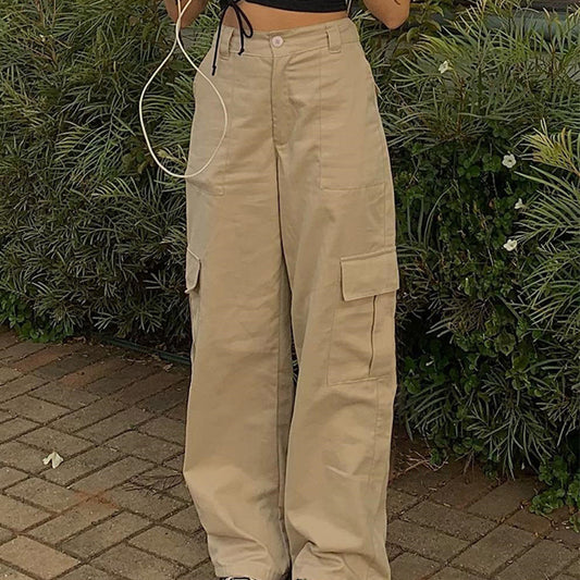 Pocket Patched Straight Cargo Jeans - fairypeony