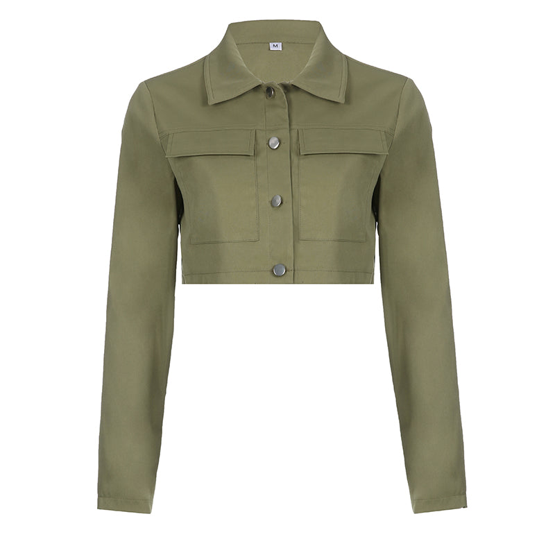 Army Green Cargo Cropped Jacket, , women clothing, army-green-cargo-cropped-jacket, , fairypeony