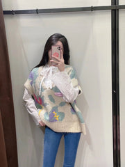 Embroidered Lavender Garden Sweater Vest, , women clothing, embroidered-lavender-garden-sweater-vest, beige, fairypeony