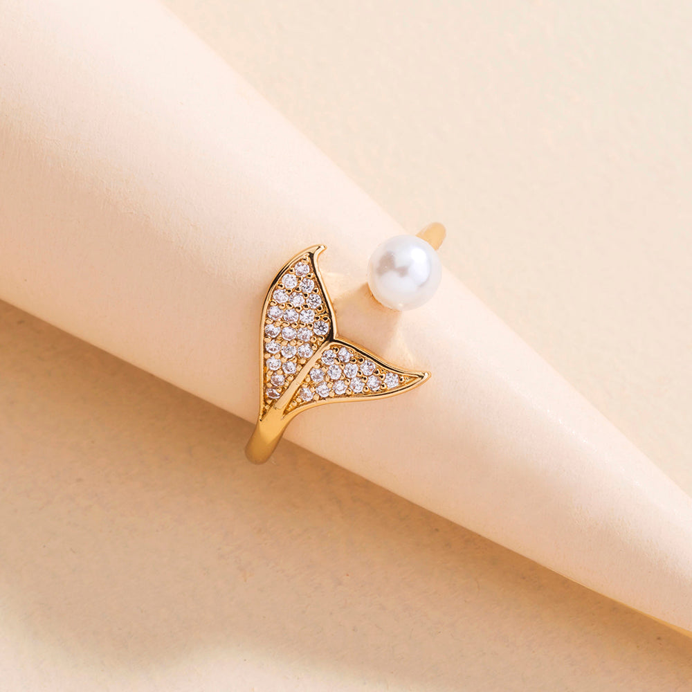 Pearl Tail Zircon Ring, , women clothing, pearl-tail-zircon-ring, , fairypeony