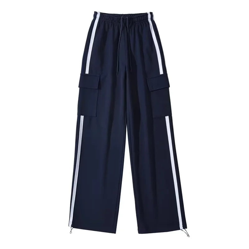 Pocket Side Stripe Baggy Sweatpants - fairypeony