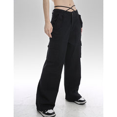 Buttoned Straight-Leg Cargo Pants, , women clothing, buttoned-straight-leg-cargo-pants, , fairypeony