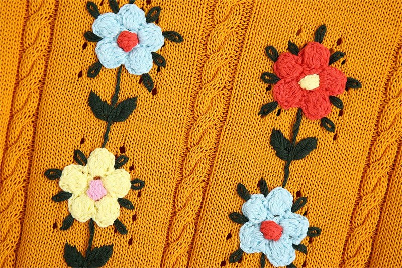 Flowers Embroidery Yellow Vest, , women clothing, flowers-embroidery-yellow-vest, L, M, S, yellow, fairypeony
