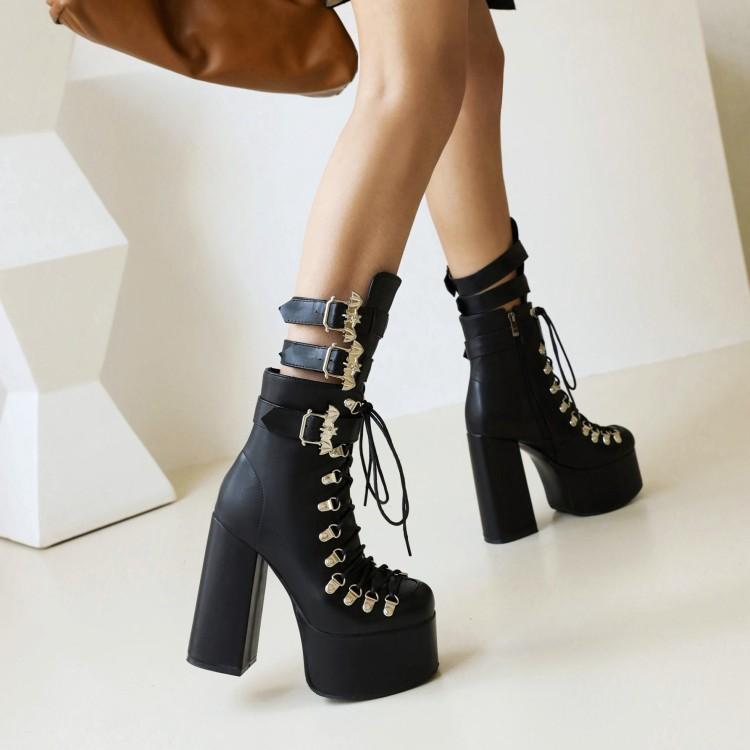 Goth Punk High Heels Boots, , women clothing, goth-punk-high-heels-boots, black, fairypeony