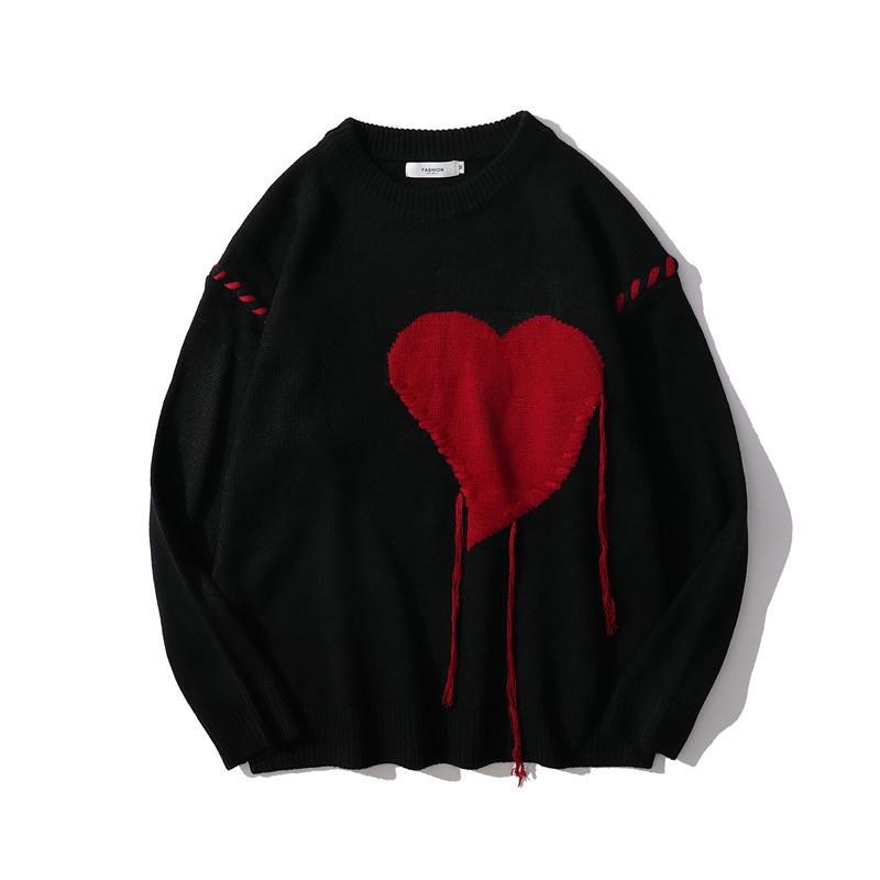 Heart Catcase Embroidered Sweater, , women clothing, heart-catcase-embroidered-sweater, black, L, M, white, XL, fairypeony