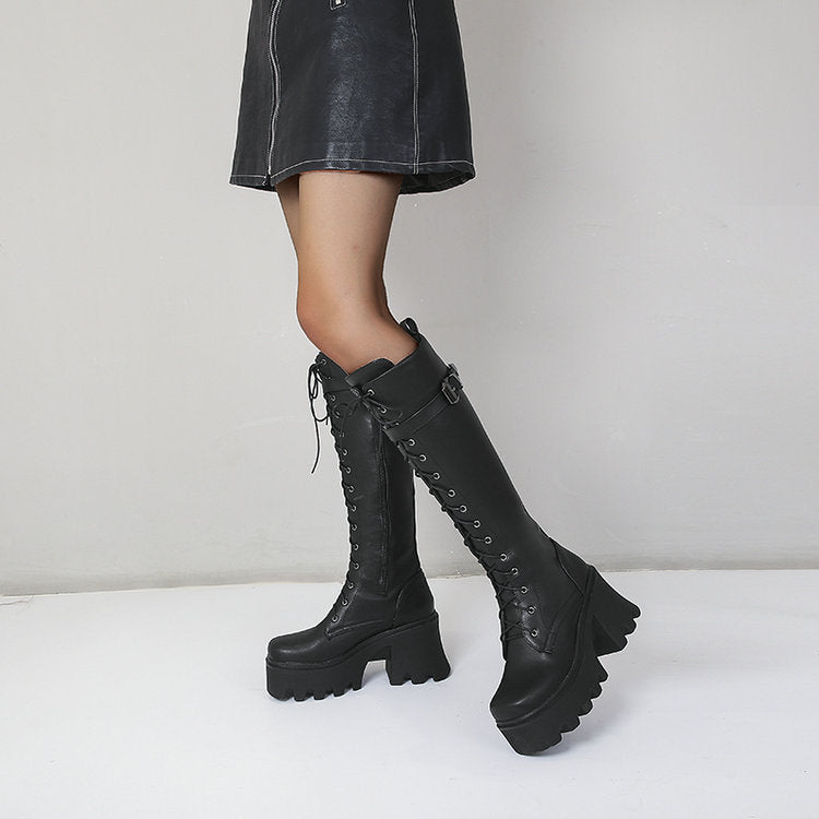Long British Style High Boots, , women clothing, long-british-style-high-boots, black, fairypeony