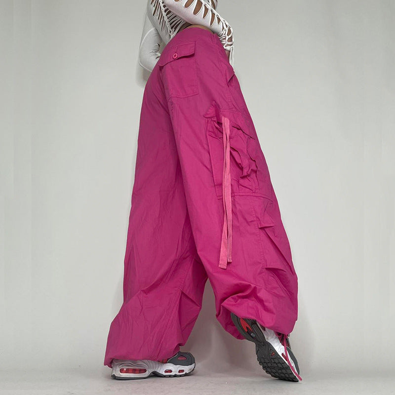 Strap Detail Y2K Cargo Pants, , women clothing, strap-detail-y2k-cargo-pants, orange, pink, fairypeony