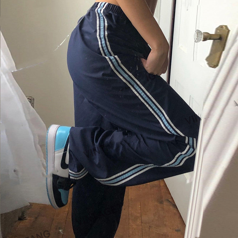 Retro Piping Detail Sweatpants, , women clothing, retro-piping-detail-sweatpants, , fairypeony