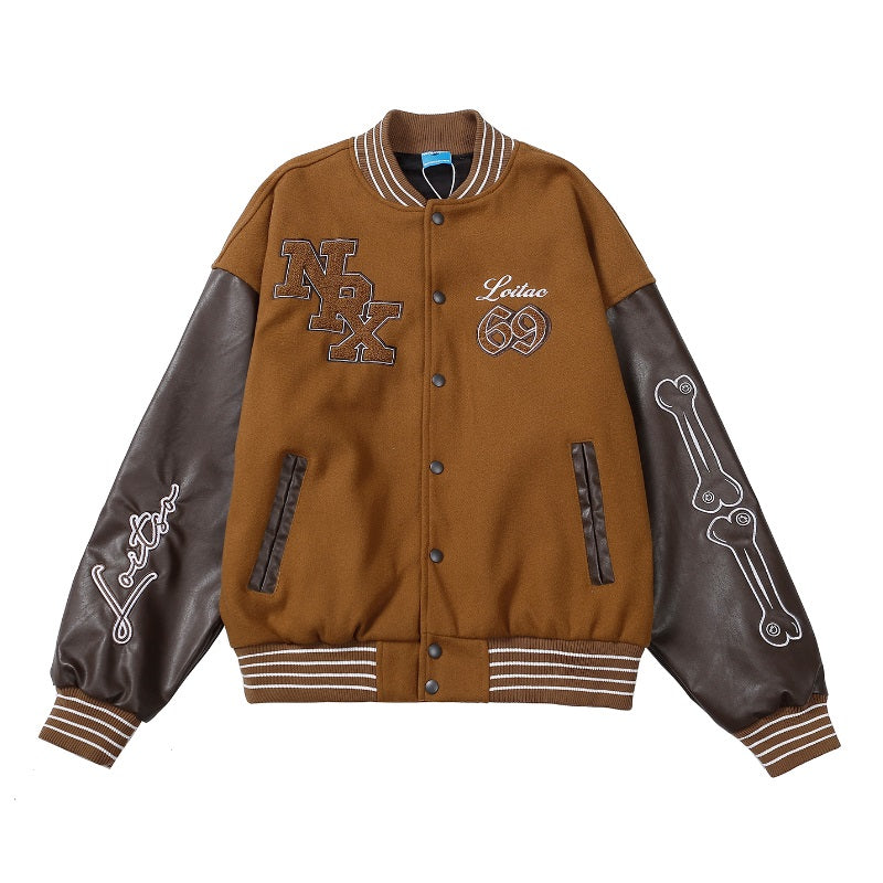 skeleton bones Varsity Jacket, , women clothing, skeleton-bones-varsity-jacket, , fairypeony