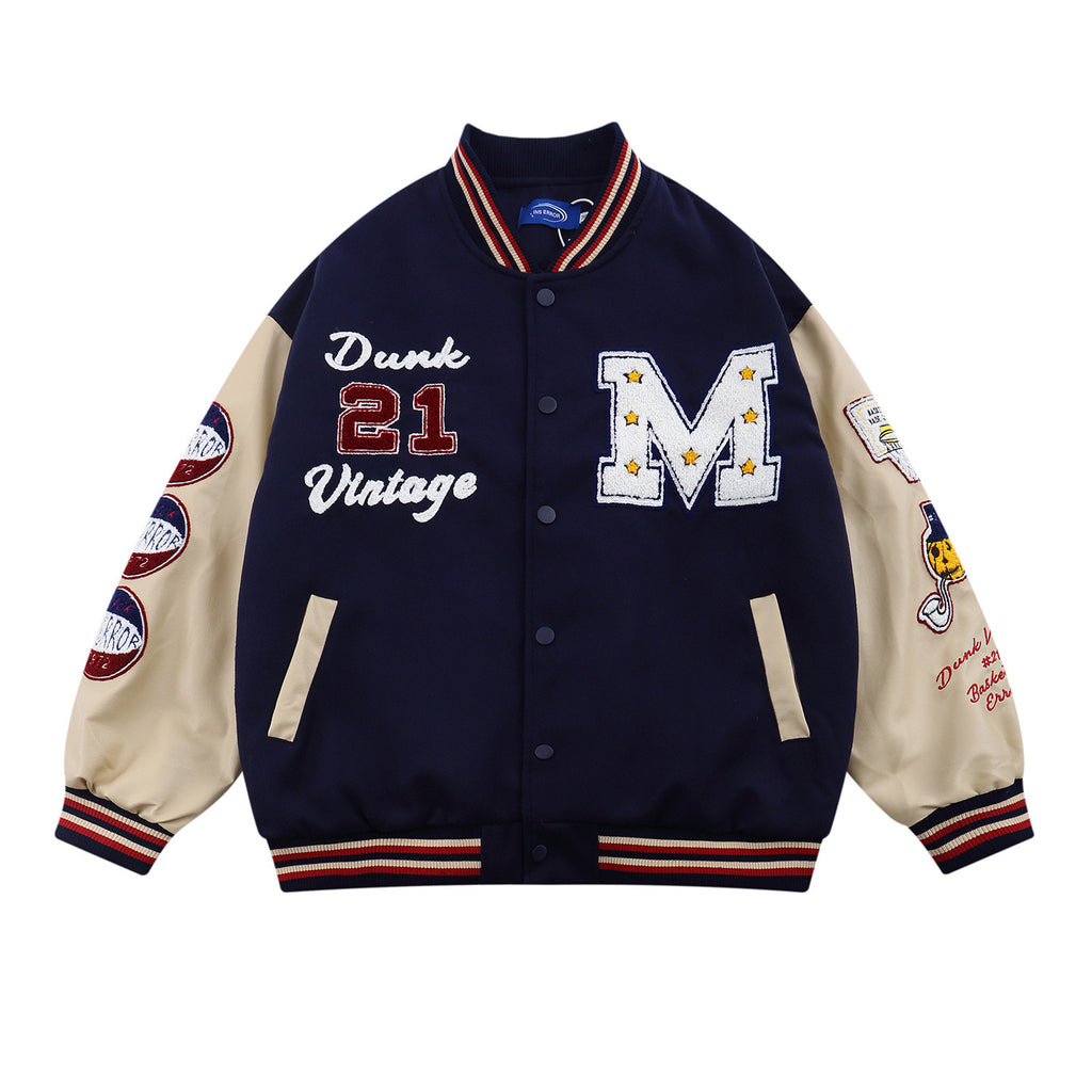 Street Embroidery Letters Varsity Jacket, , women clothing, street-embroidery-letters-varsity-jacket, blue, red, fairypeony
