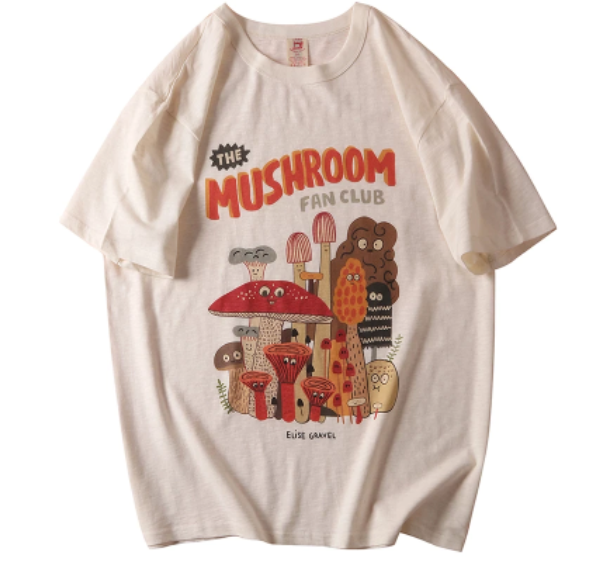 The Mushroom Fan Club T-shirt, , women clothing, the-mushroom-fan-club-t-shirt, khaki, L, M, S, white, XL, XXL, XXXL, fairypeony