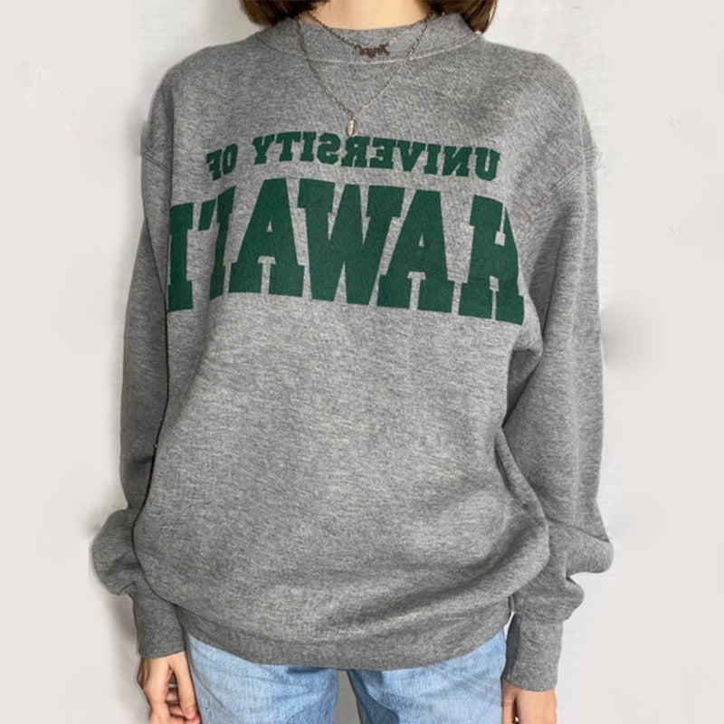 University Of Hawaii Vintage Sweatshirt, , women clothing, university-of-hawaii-vintage-sweatshirt, grey, fairypeony