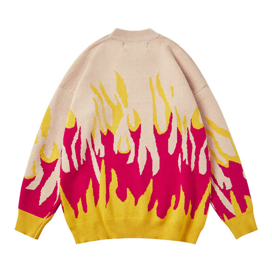 Flames Vintage Sweater, , women clothing, flames-vintage-sweater, L, M, white, XL, fairypeony