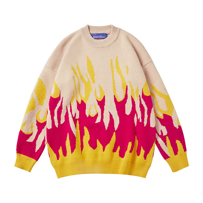 Flames Vintage Sweater, , women clothing, flames-vintage-sweater, L, M, white, XL, fairypeony