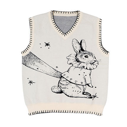Wonderland Rabbit Knit Vest, , women clothing, wonderland-rabbit-knit-vest, M, S, white, fairypeony