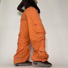 Strap Detail Y2K Cargo Pants, , women clothing, strap-detail-y2k-cargo-pants, orange, pink, fairypeony