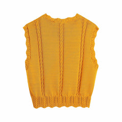 Flowers Embroidery Yellow Vest, , women clothing, flowers-embroidery-yellow-vest, L, M, S, yellow, fairypeony